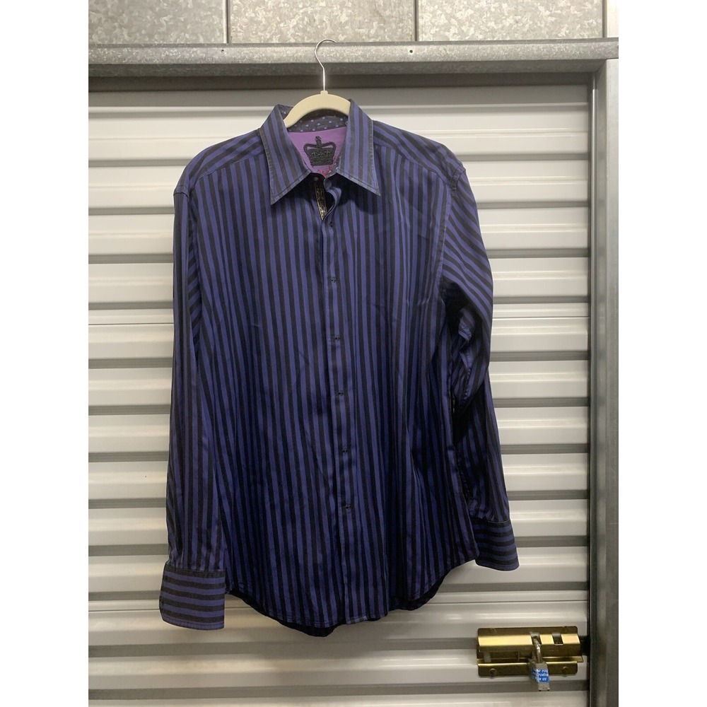 Robert Graham Shirt Men XL Long Sleeve Collared Button Up Cotton Blue Black